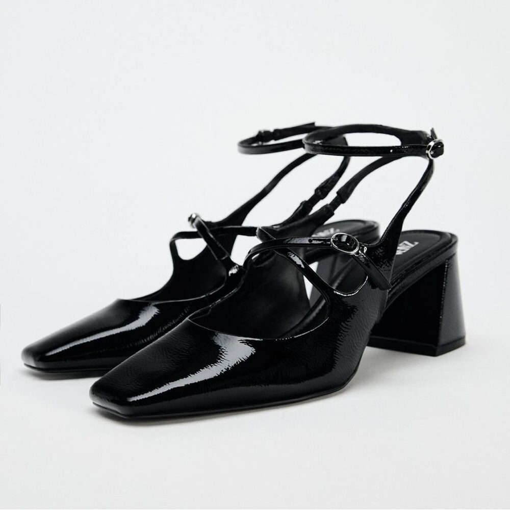 Zara Patent Leather Block Heel